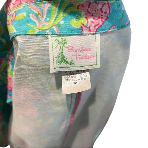 Vintage Bamboo Traders Womens Blazer Jacket Turquoise Pink Tropical Size Small/M - Picture 7 of 7